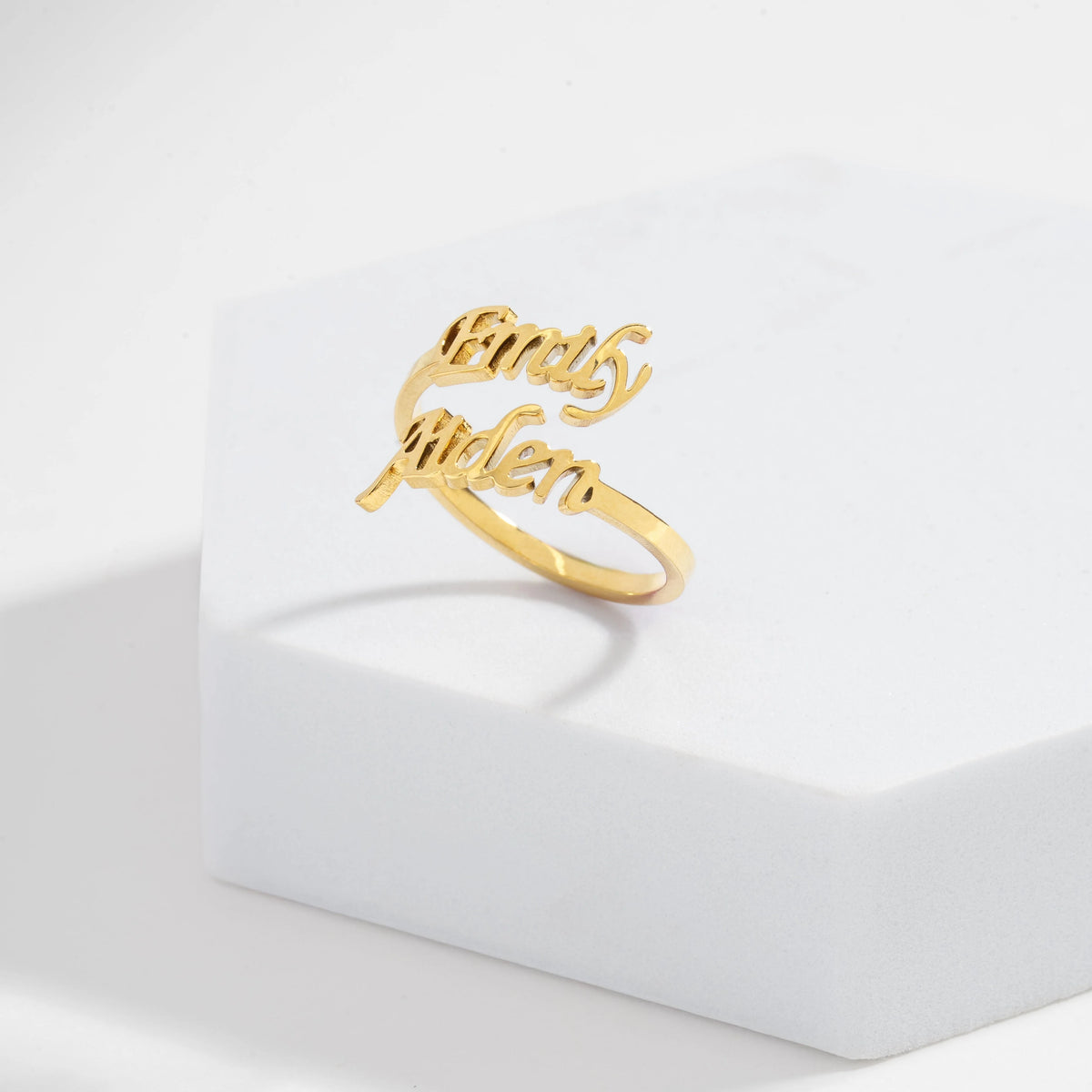 Personalized Two Name Script Ring | Adjustable Stainless Steel 6