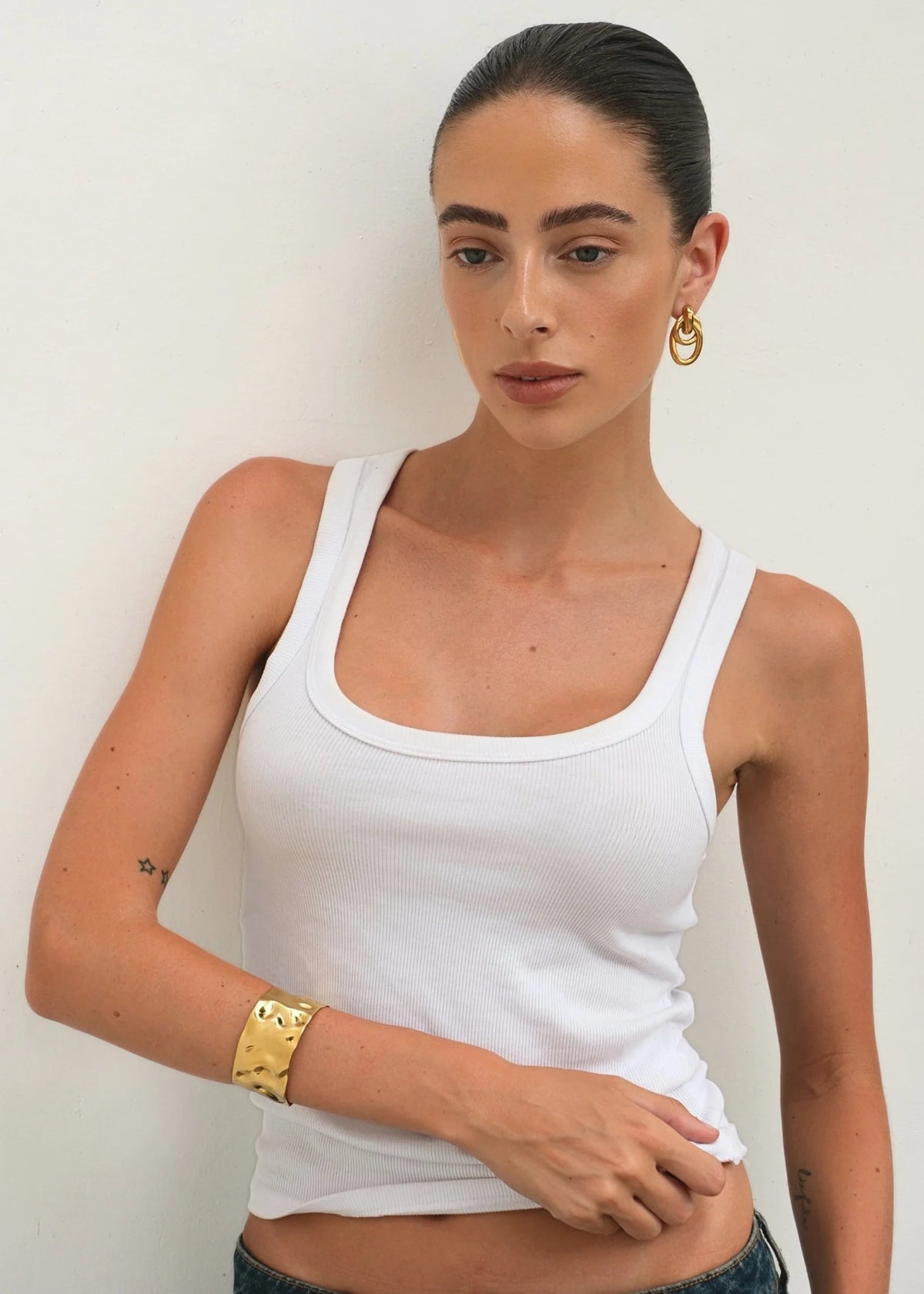 Alhena | Adjustable Hammered Metal Bangle Bracelet 5