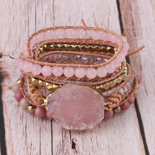 Amoria | Adjustable Golden Rose Quartz Bracelet for Women 0