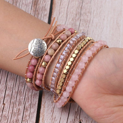 Amoria | Adjustable Golden Rose Quartz Bracelet for Women 2