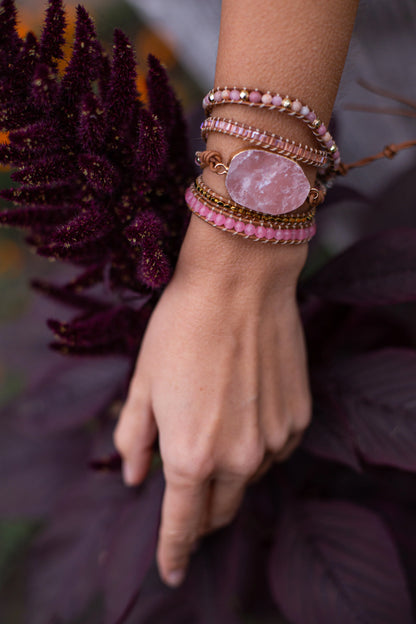 Amoria | Adjustable Golden Rose Quartz Bracelet for Women 3