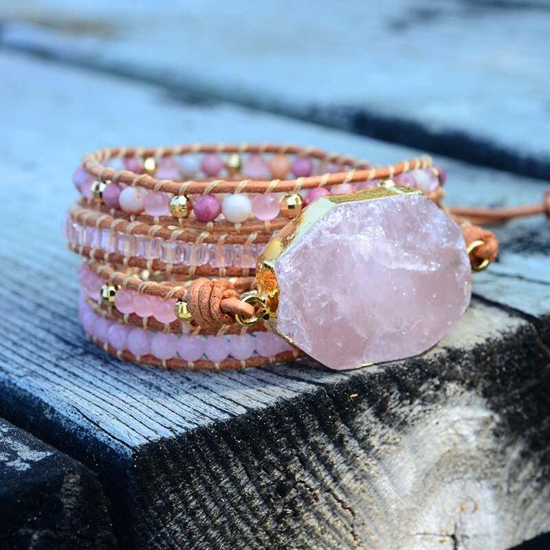 Amoria | Adjustable Golden Rose Quartz Bracelet for Women 7