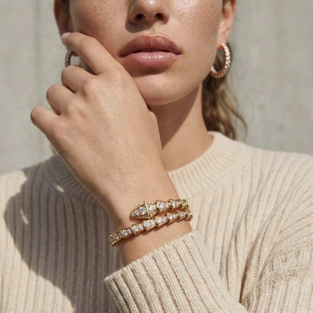 Aurelia Serpent Pavé Bracelet | Gold Bracelet with Cubic Zirconia 2