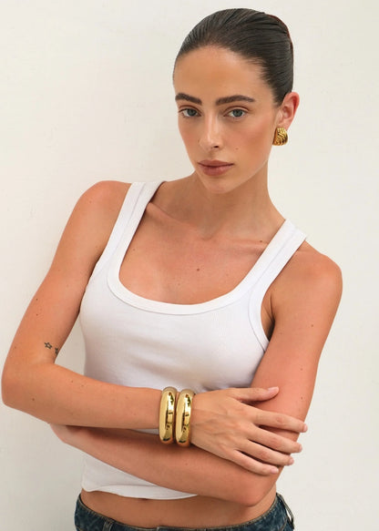 Aven | Women's Gold Tone Bangle Bracelet 2