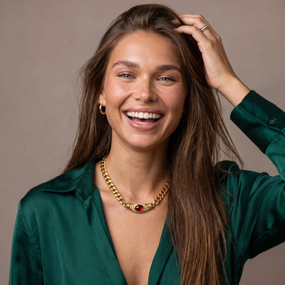 Bella | Chunky Gemstone Choker Necklace Gold Plated 1
