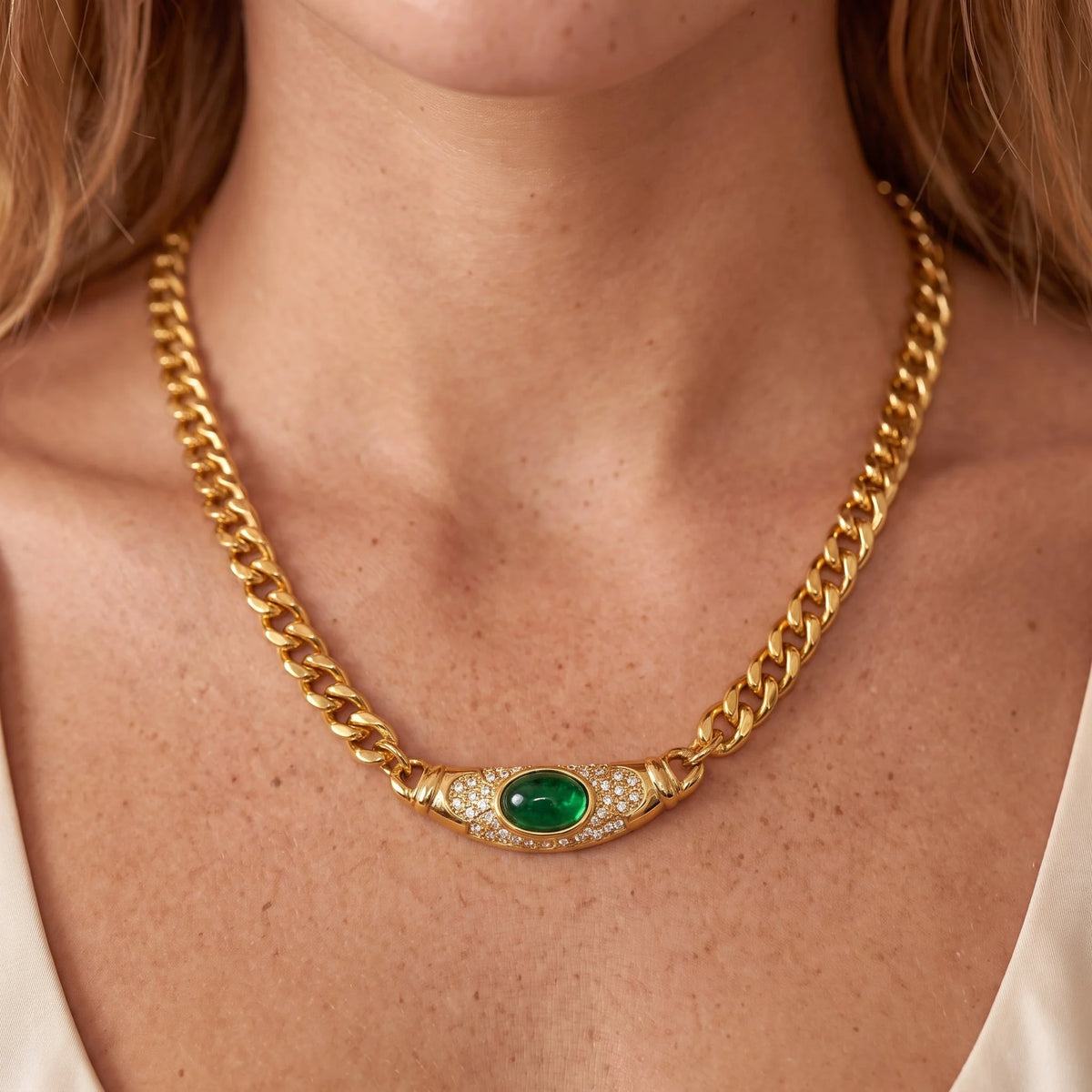 Bella | Chunky Gemstone Choker Necklace Gold Plated 5
