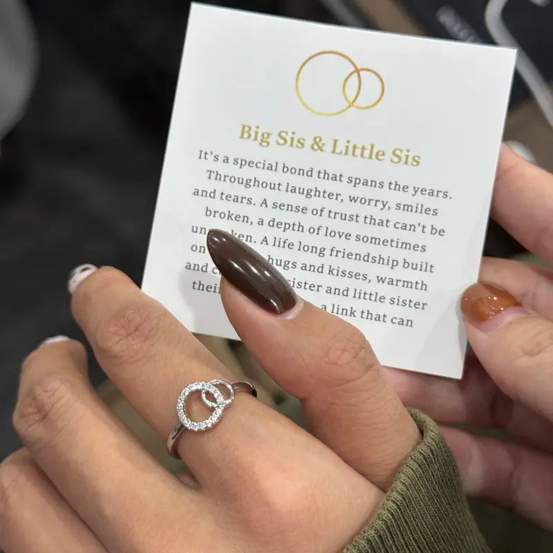 Big Sister Little Sister Matching Rings | Adjustable Silver Bands 4