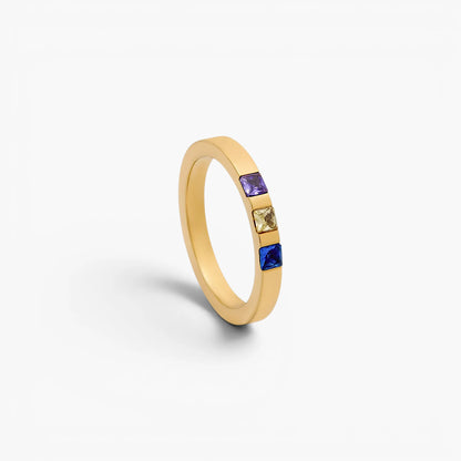 Birthstone Stacking Band | 18K Gold-Plated Slim Ring 0