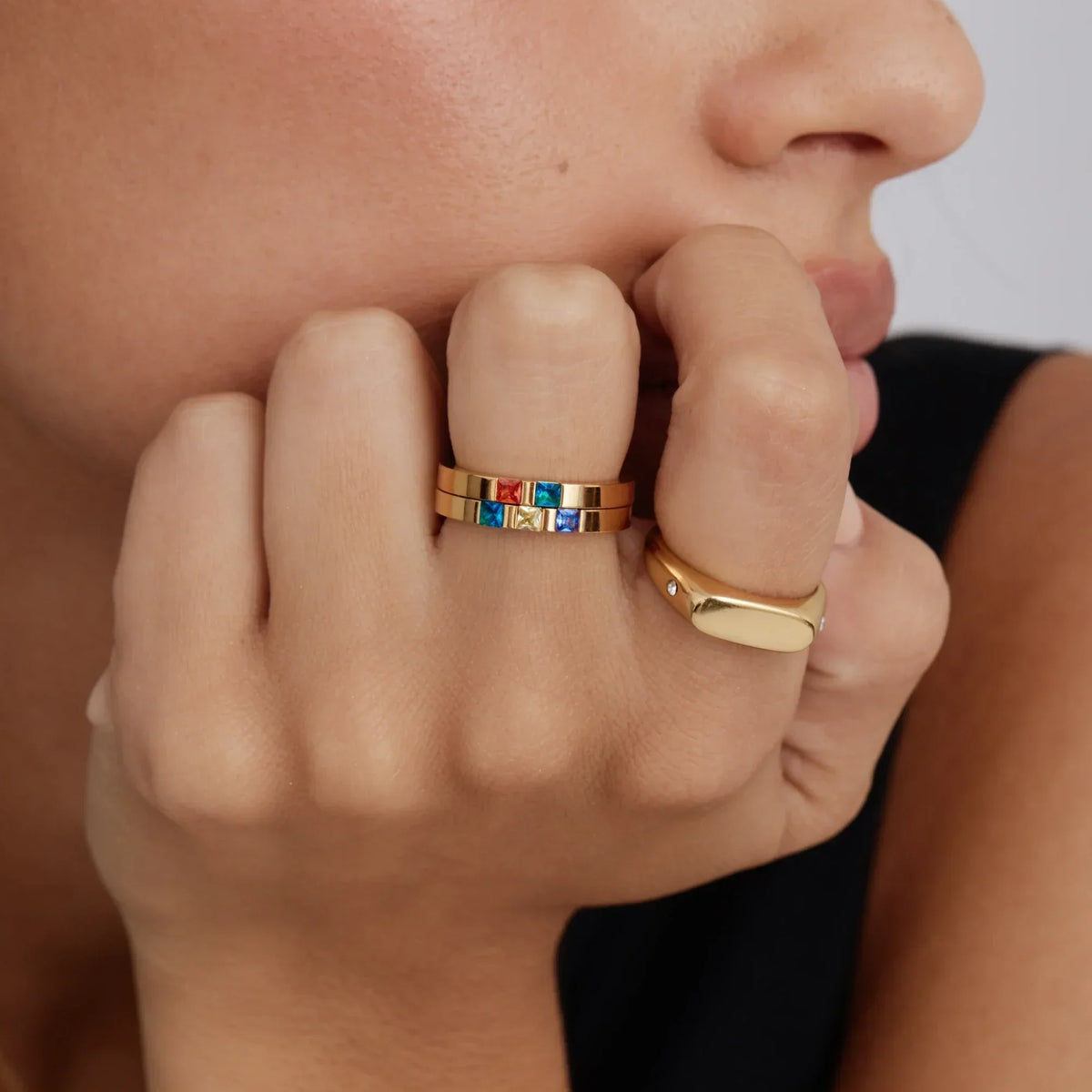 Birthstone Stacking Band | 18K Gold-Plated Slim Ring 1