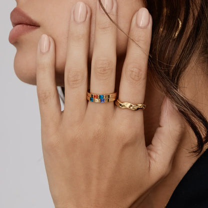 Birthstone Stacking Band | 18K Gold-Plated Slim Ring 3