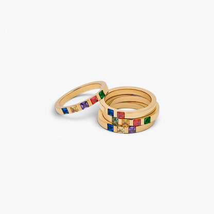 Birthstone Stacking Band | 18K Gold-Plated Slim Ring 4