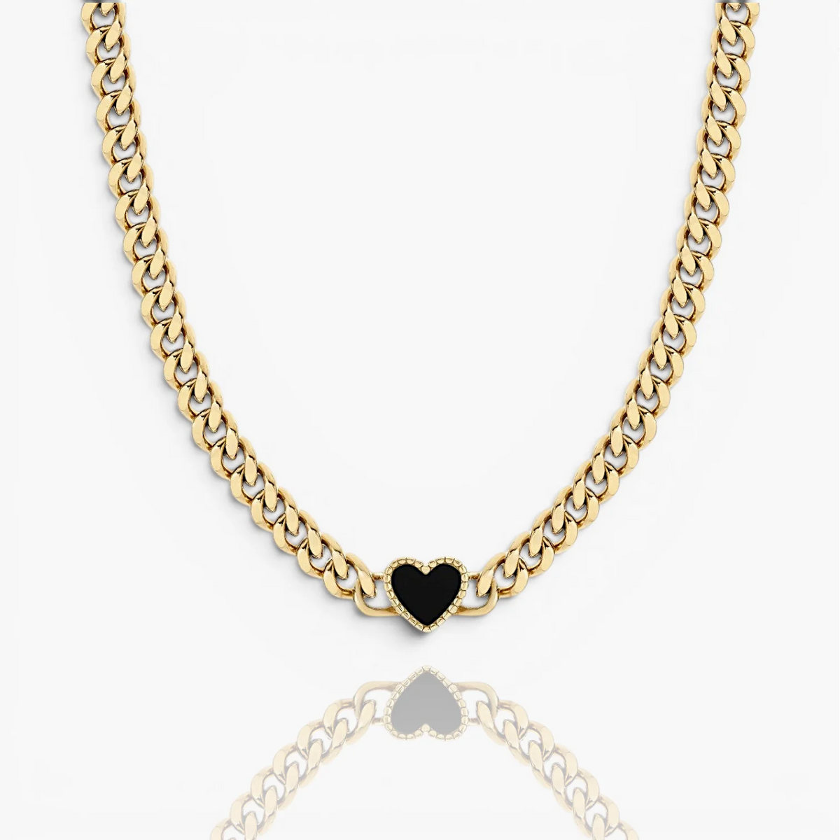 Black Shell Heart Pendant Necklace | Adjustable Gold Plated Chain 0