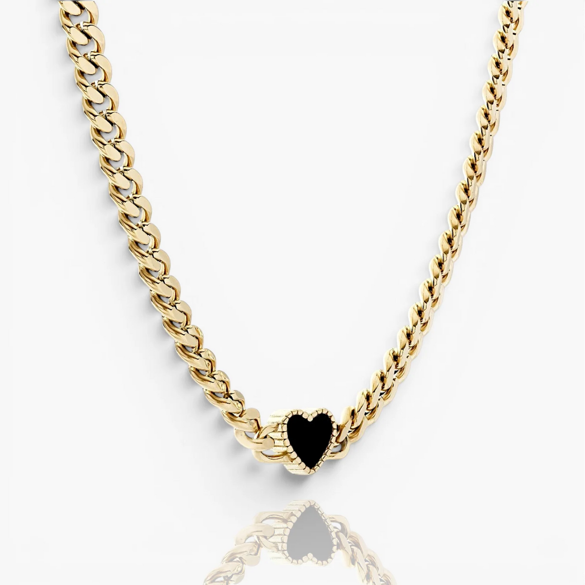 Black Shell Heart Pendant Necklace | Adjustable Gold Plated Chain 2
