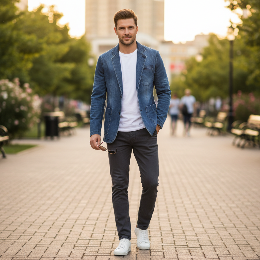 Blazer Homme Denim Sur Mesure | Veste Blazer Décontractée