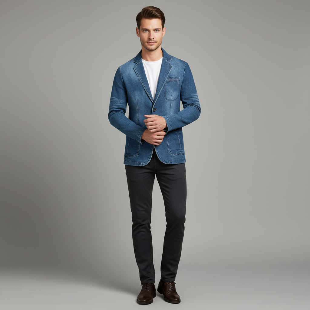 Blazer Homme Denim Sur Mesure | Veste Blazer Décontractée