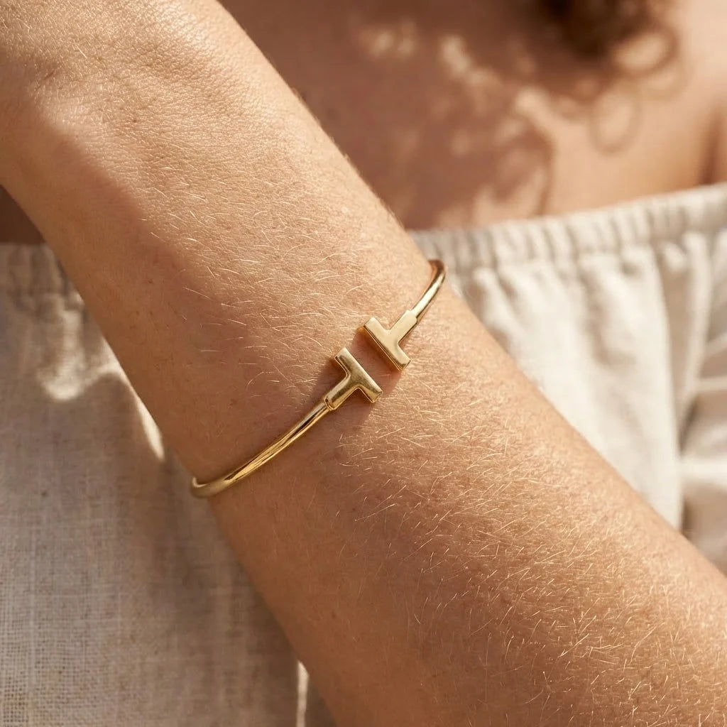 Celeste T Cuff Bracelet | Minimalist Open Cuff Jewelry 3