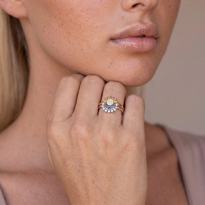 Celestial Sun Moon | Stackable Rings Jewelry Two-Tone Stainless Steel 2
