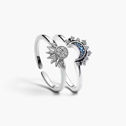 Celestial Sun Moon | Stackable Rings Jewelry Two-Tone Stainless Steel 4