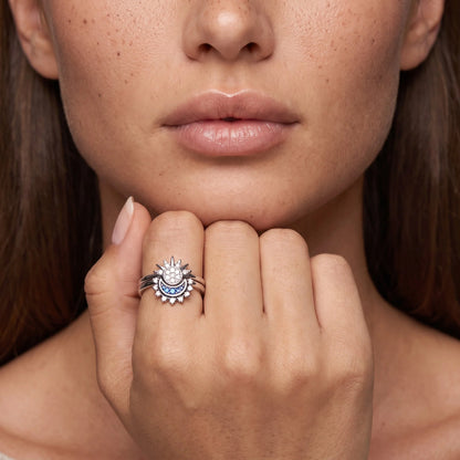 Celestial Sun Moon | Stackable Rings Jewelry Two-Tone Stainless Steel 5