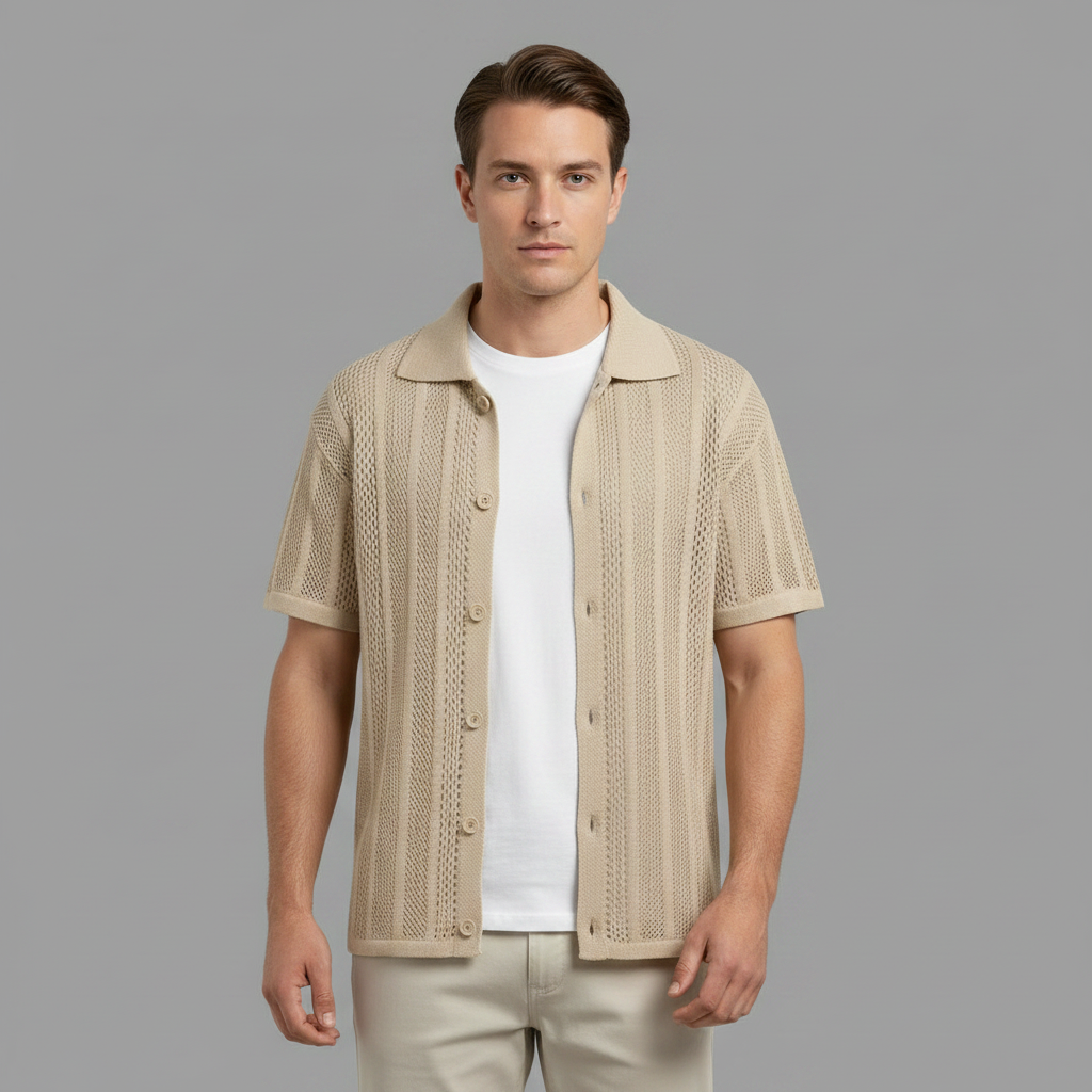 Chemise tricotée Enzo | Chemise manches courtes homme