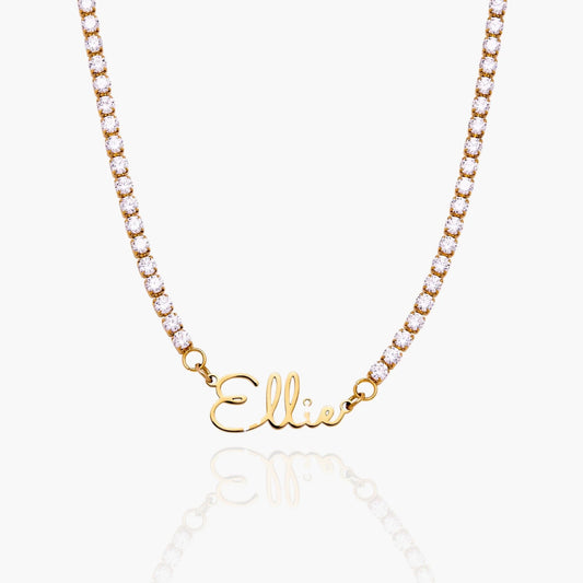 Custom Name Necklace | 18K Gold Plated Tennis Chain 0