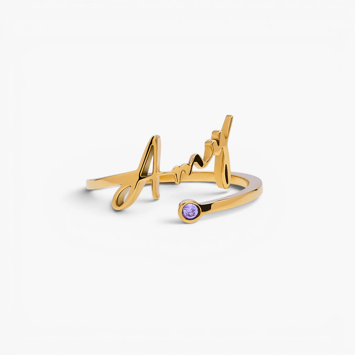 Custom Name Ring with Birthstone Accent | 18K Gold Plated 0