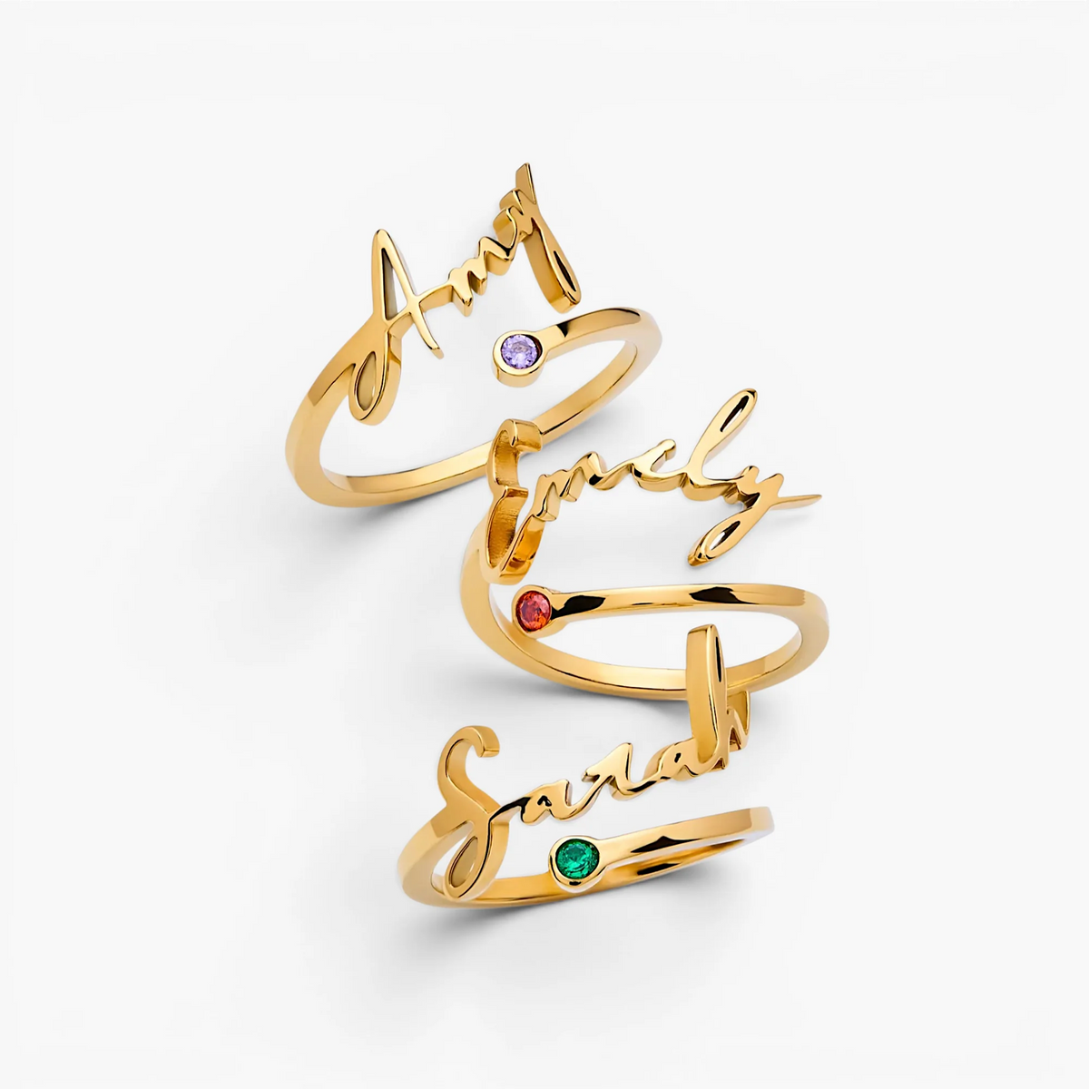 Custom Name Ring with Birthstone Accent | 18K Gold Plated 5