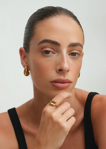 Delia | Adjustable Sculpted Ring Gold Silver 2