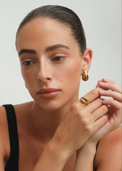Delia | Adjustable Sculpted Ring Gold Silver 3