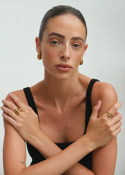 Delia | Adjustable Sculpted Ring Gold Silver 4