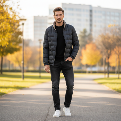 Doudoune légère pour homme | Veste d'hiver chaude et imperméable