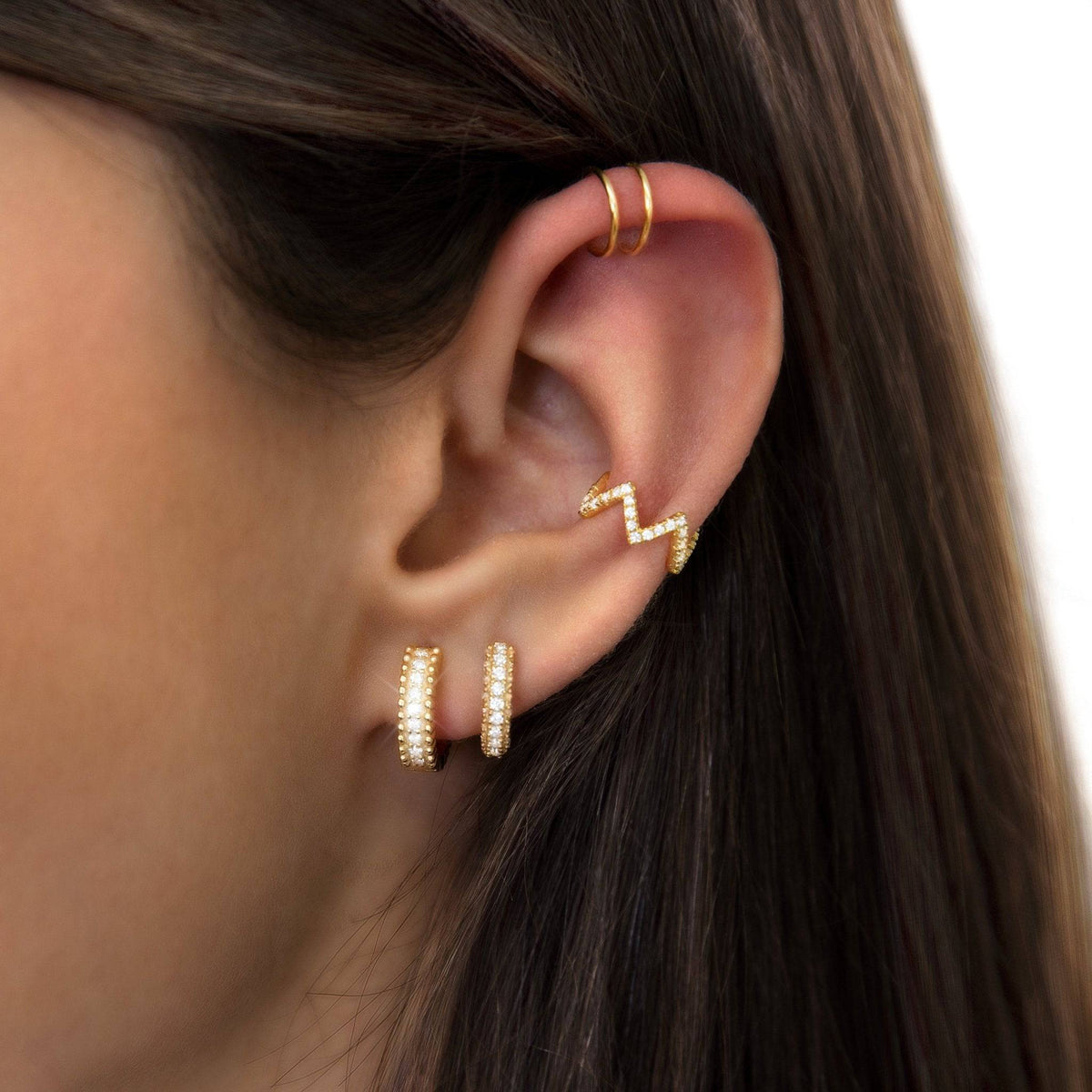 Elara | Sterling Silver Zirconia Hoop Earrings 2