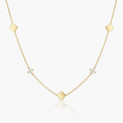 Elena Clover Crystal Necklace | Sterling Silver Adjustable Chain 0