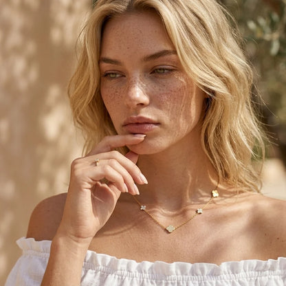 Elena Clover Crystal Necklace | Sterling Silver Adjustable Chain 1