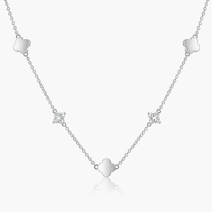 Elena Clover Crystal Necklace | Sterling Silver Adjustable Chain 2