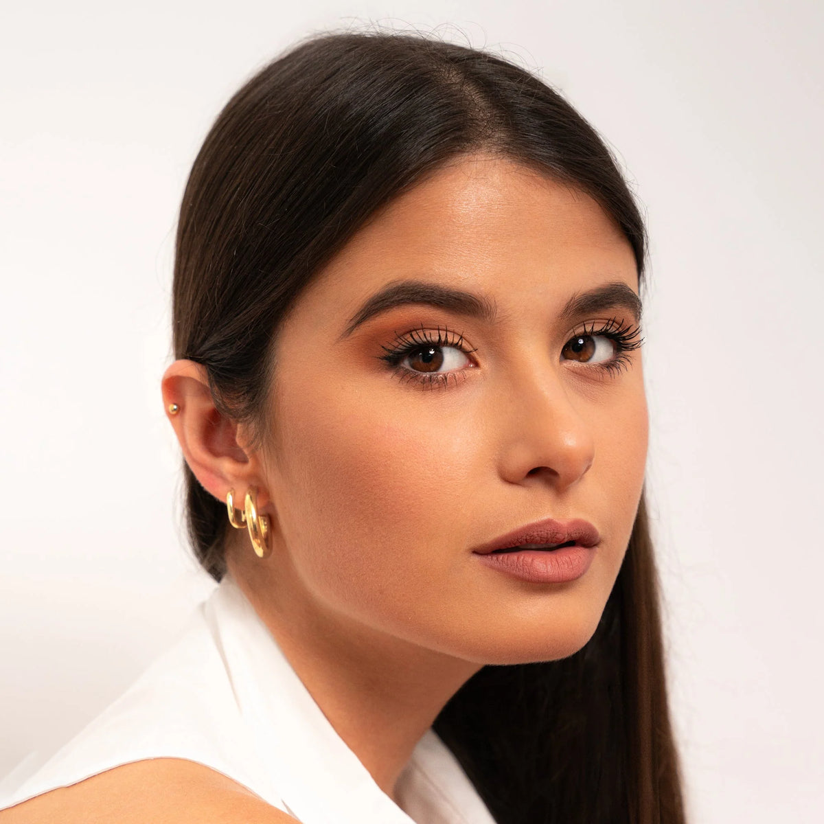 Elodie | Sterling Silver Half-Round Stud Earrings 1