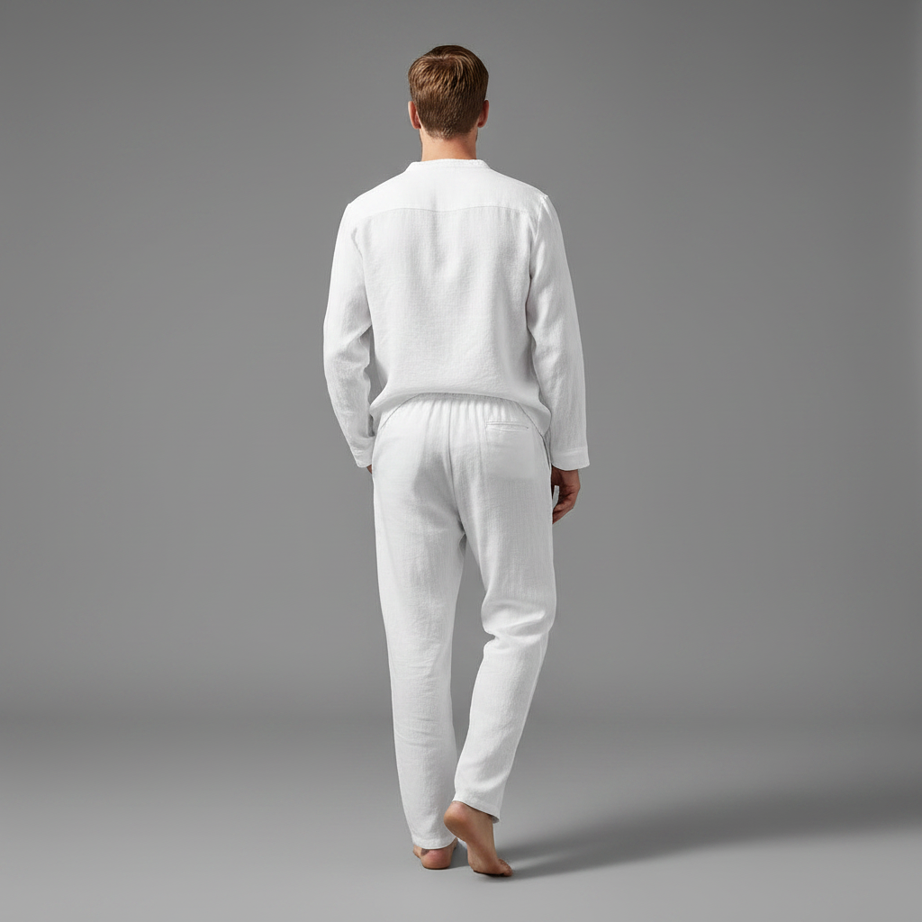 Ensemble Lin Homme Milo | Henley Manches Longues & Pantalon Été