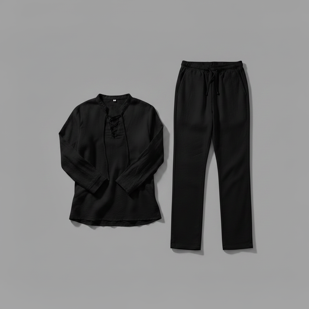 Ensemble Lin Homme Milo | Henley Manches Longues & Pantalon Été