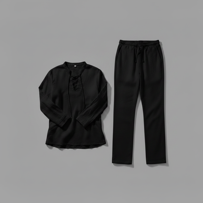 Ensemble Lin Homme Milo | Henley Manches Longues & Pantalon Été