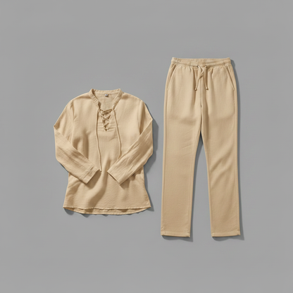 Ensemble Lin Homme Milo | Henley Manches Longues & Pantalon Été