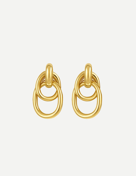 Gold Oval Link Earrings | Modern Mixed Metal Jewelry 0