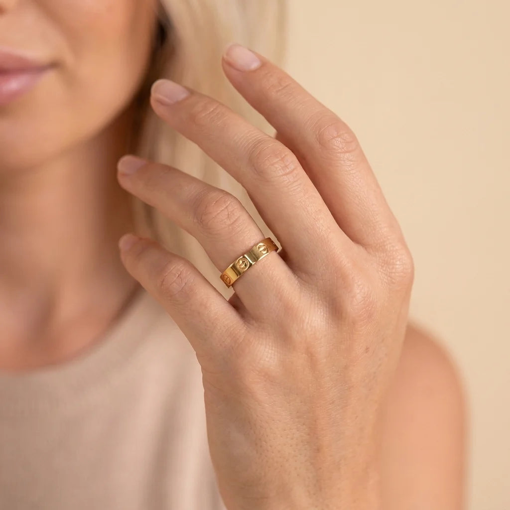 Gold Screw Band Ring | Slim Stackable Gold Band 2