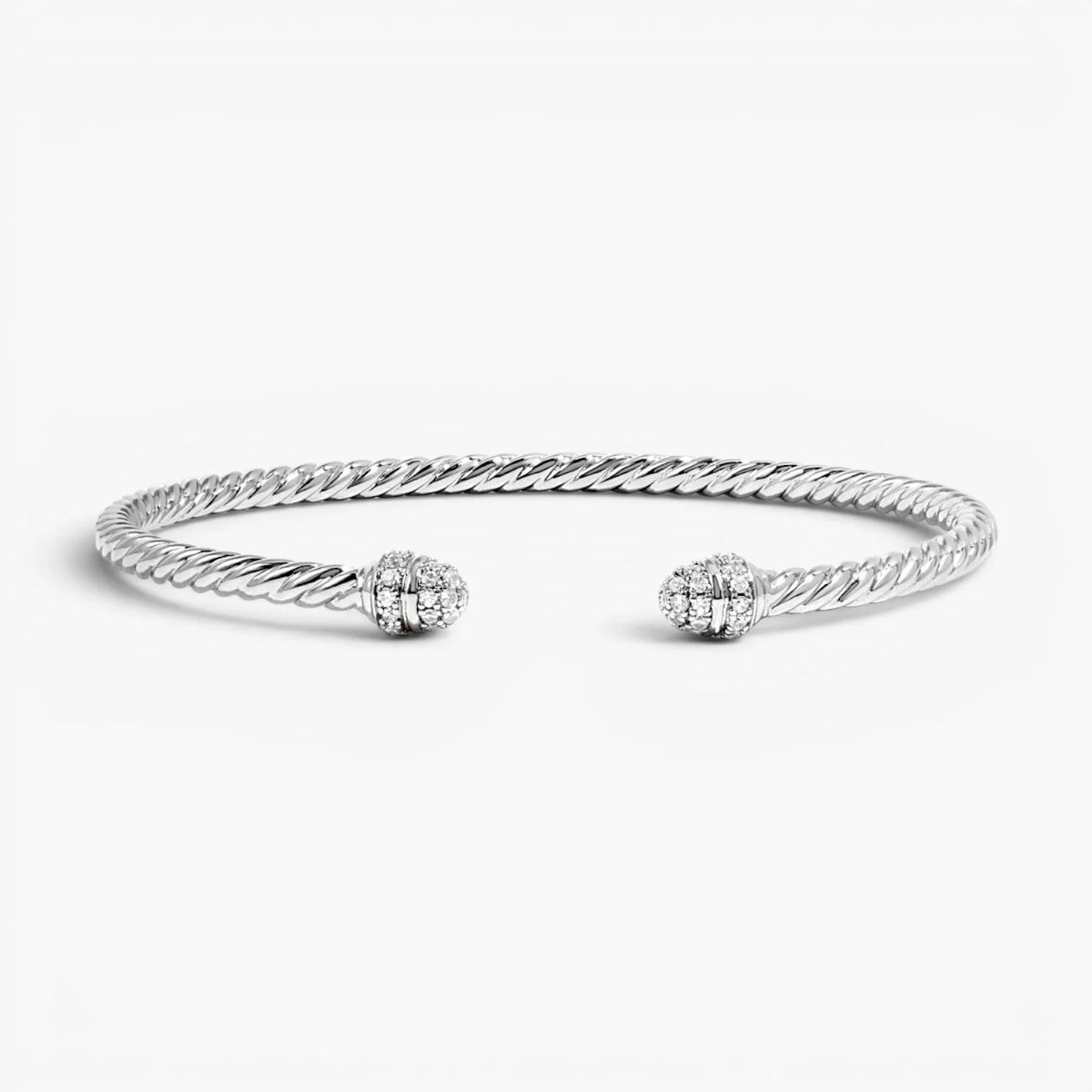 Gold Twisted Cuff Bracelet | Adjustable Bangle with Zirconia 4