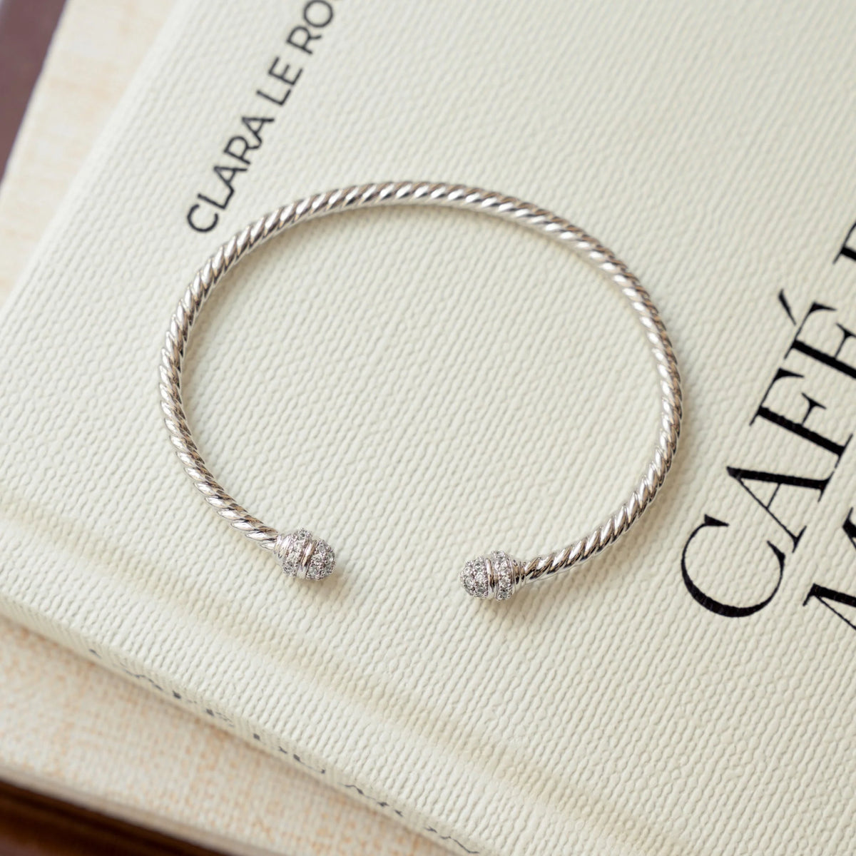 Gold Twisted Cuff Bracelet | Adjustable Bangle with Zirconia 5