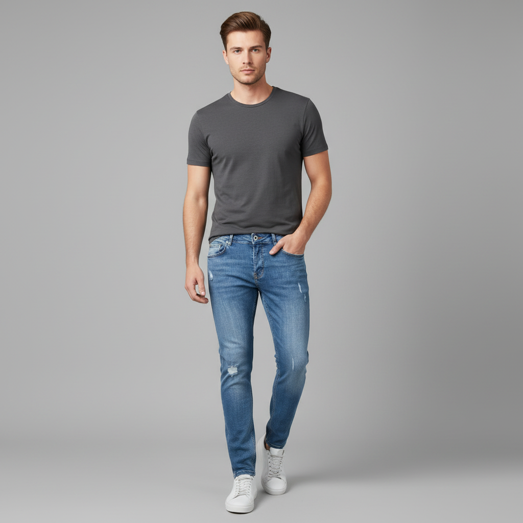 Jean Slim Déchiré Liam | Jean Coupe Ajustée Homme