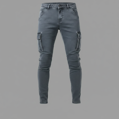 Jeans Cargo Homme Multi-Poches Coupe Décontractée Toutes Saisons
