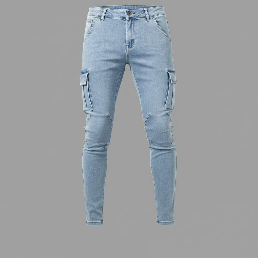 Jeans Cargo Homme Multi-Poches Coupe Décontractée Toutes Saisons