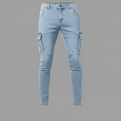 Jeans Cargo Homme Multi-Poches Coupe Décontractée Toutes Saisons