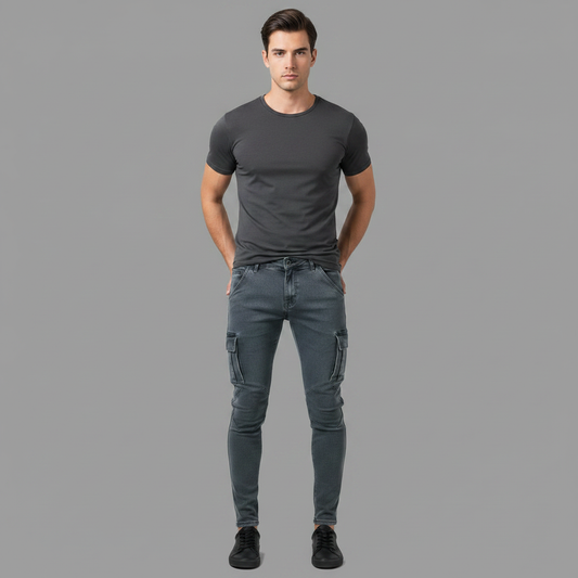 Jeans Cargo Homme Multi-Poches Coupe Décontractée Toutes Saisons