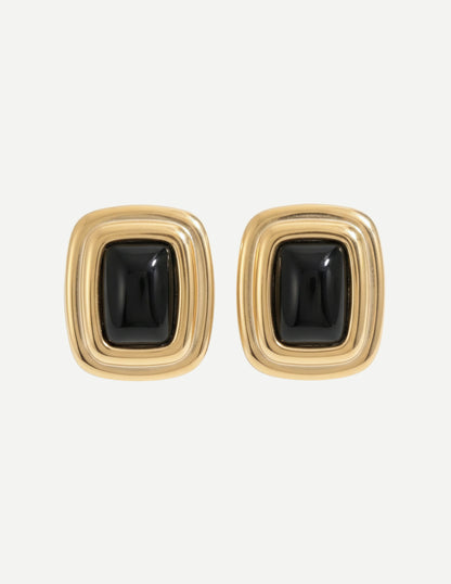 Lysa | Gold Earrings with Black Stone Frame 0